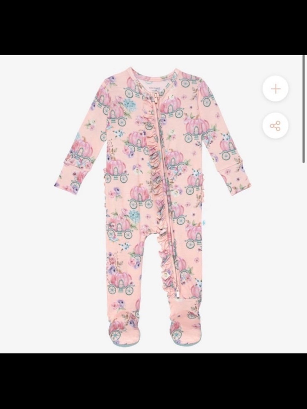Posh Peanut Pumpkin Carriage Print Ruffle One-Piece Footie